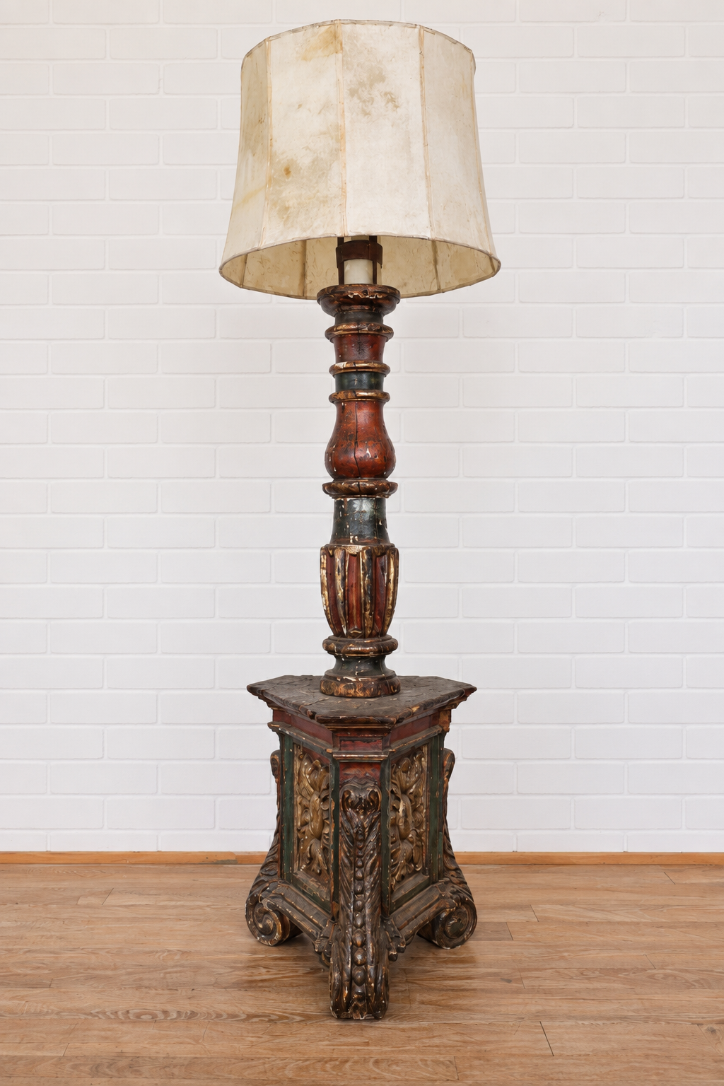 18th cent. Italian Carved and Painted Torchier