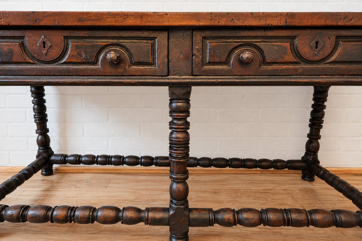18th cent. Italian Walnut Table with Drawers
