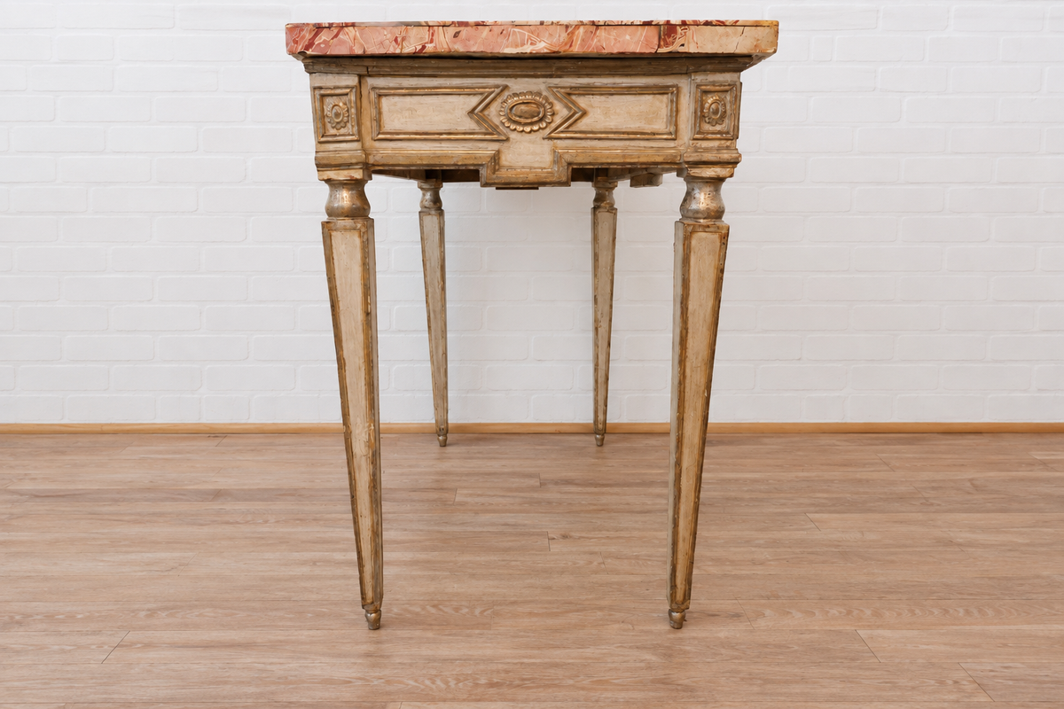 18h cent. Italian Gilt & Painted Marble Top Console