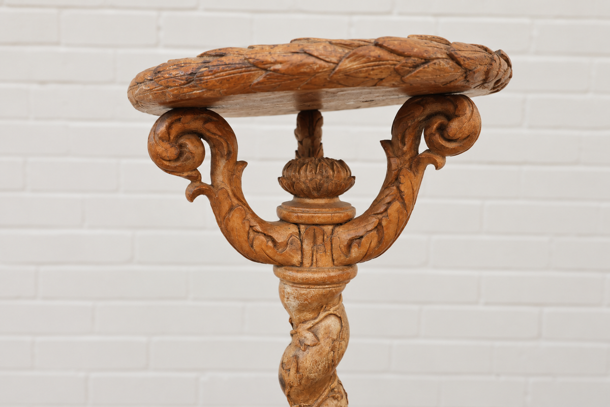 English Carved Candle Stand