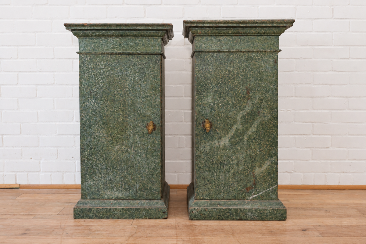 Pair of Faux Marble Empire Cabinets