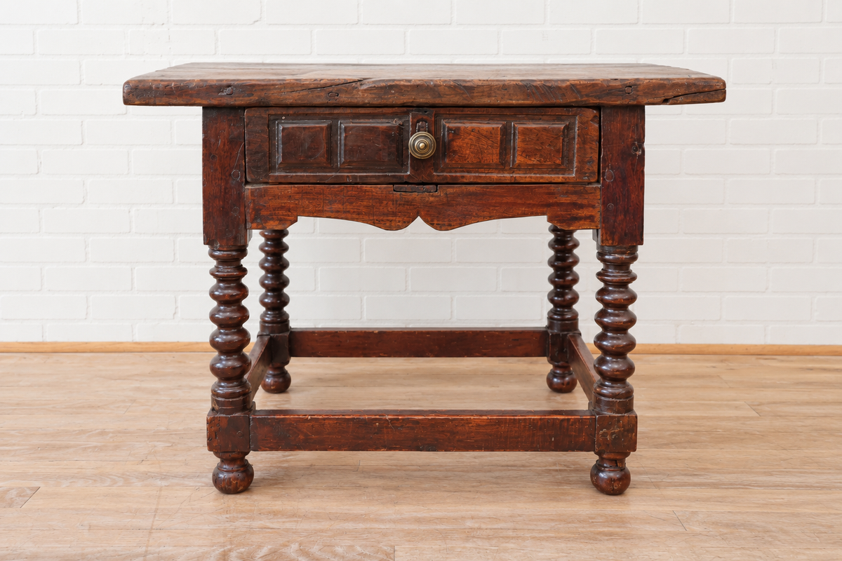 18th cent. Italian Walnut Table with Drawer