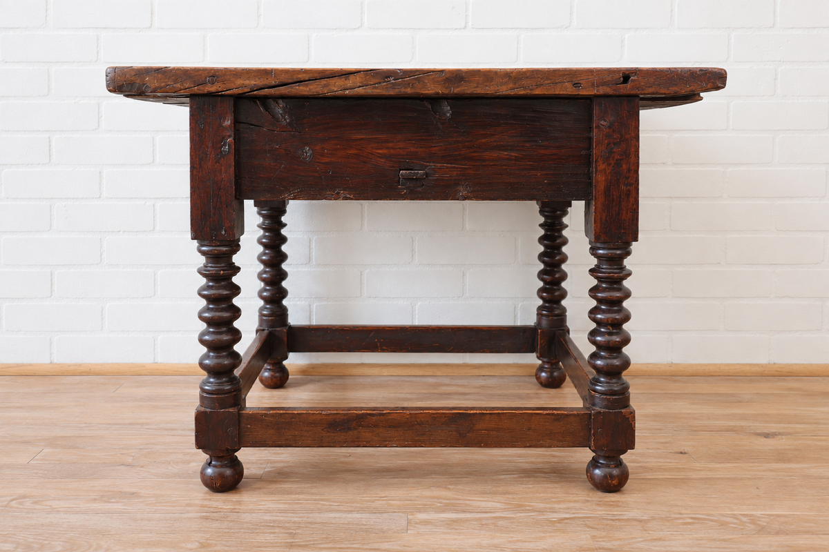 18th cent. Italian Walnut Table with Drawer