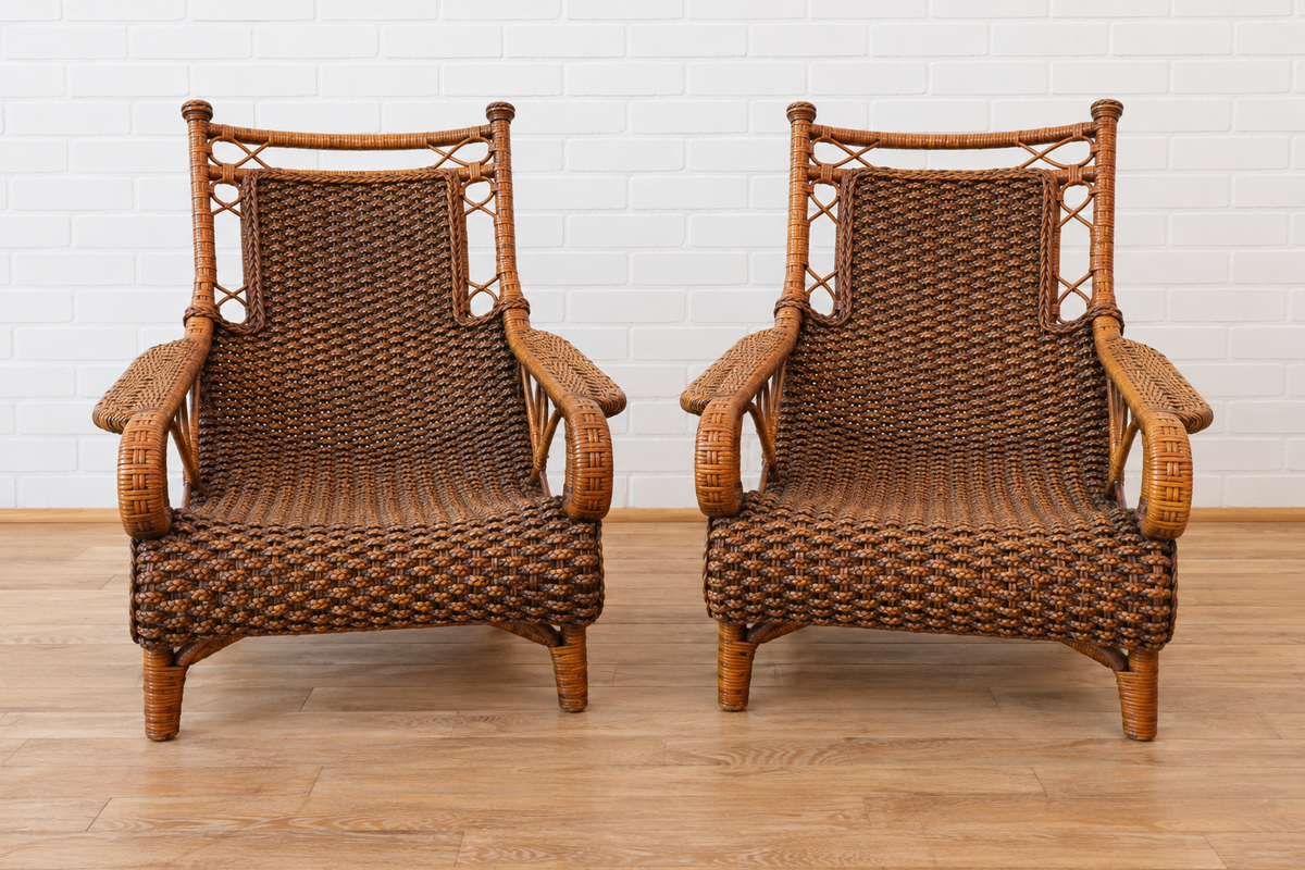 Pair of Rattan Lounge Chairs