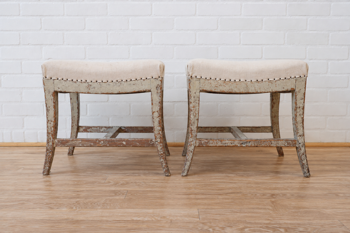 Pair of Painted Swedish Gustavian Stool