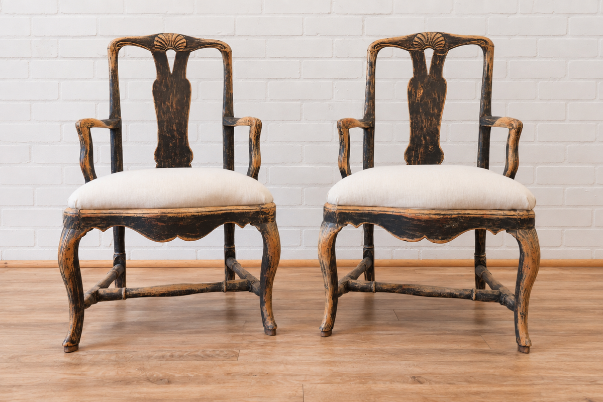 Pair of Swedish Rococo Armchairs