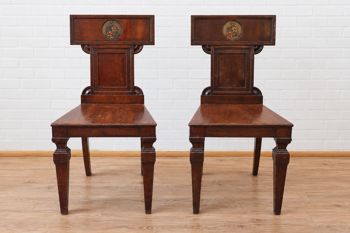 Pair of English Regency Hall Chairs