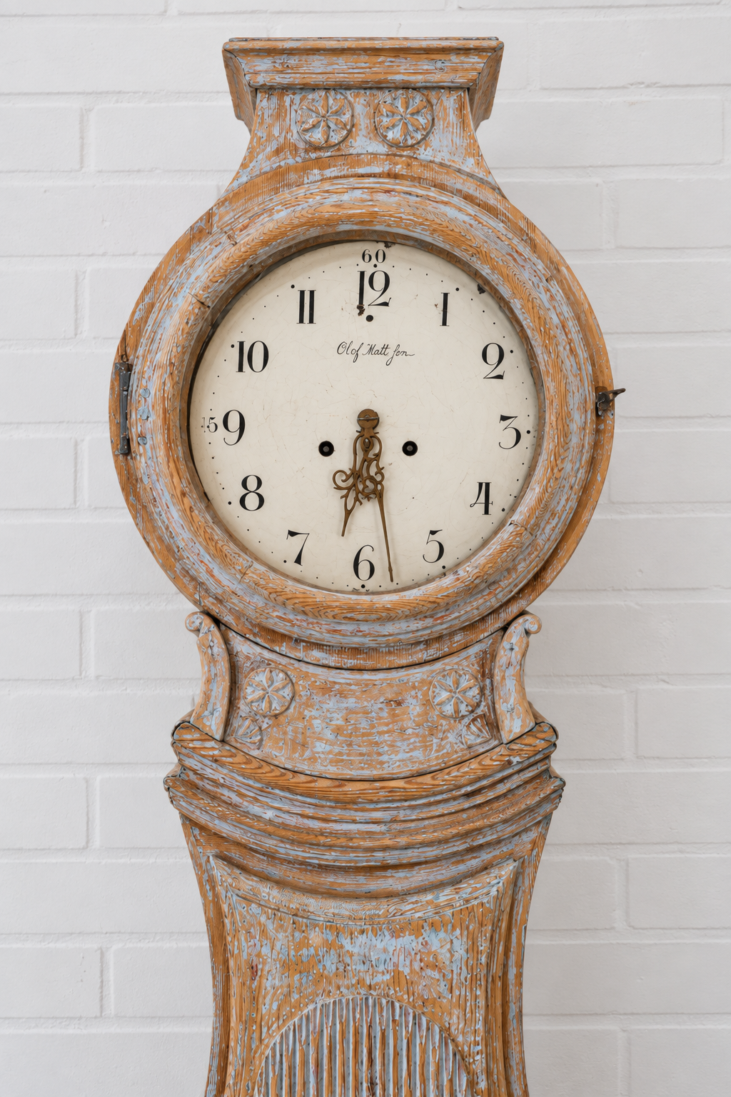 19th cent. Gustavian Swedish Tall Clock with Drawers