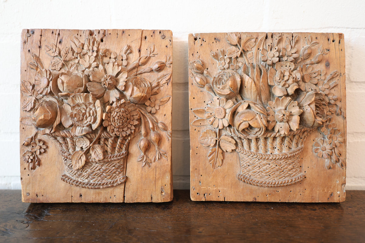Pair of English Lime Wood Carvings