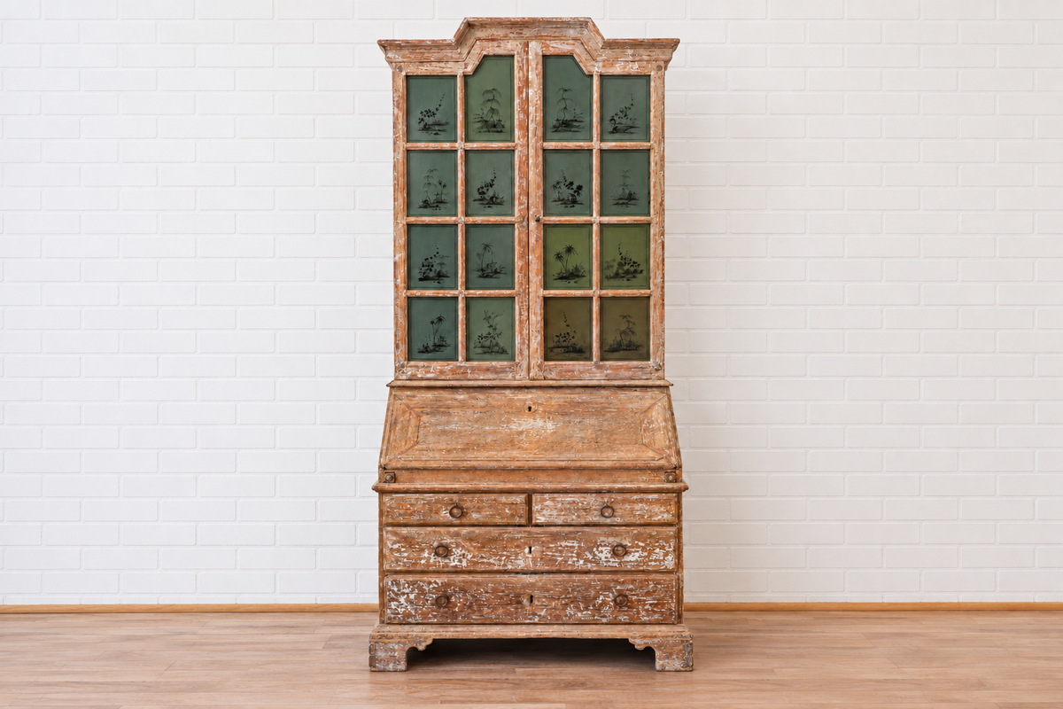 Swedish Rococo Secretary with Chinoiserie Eglomise