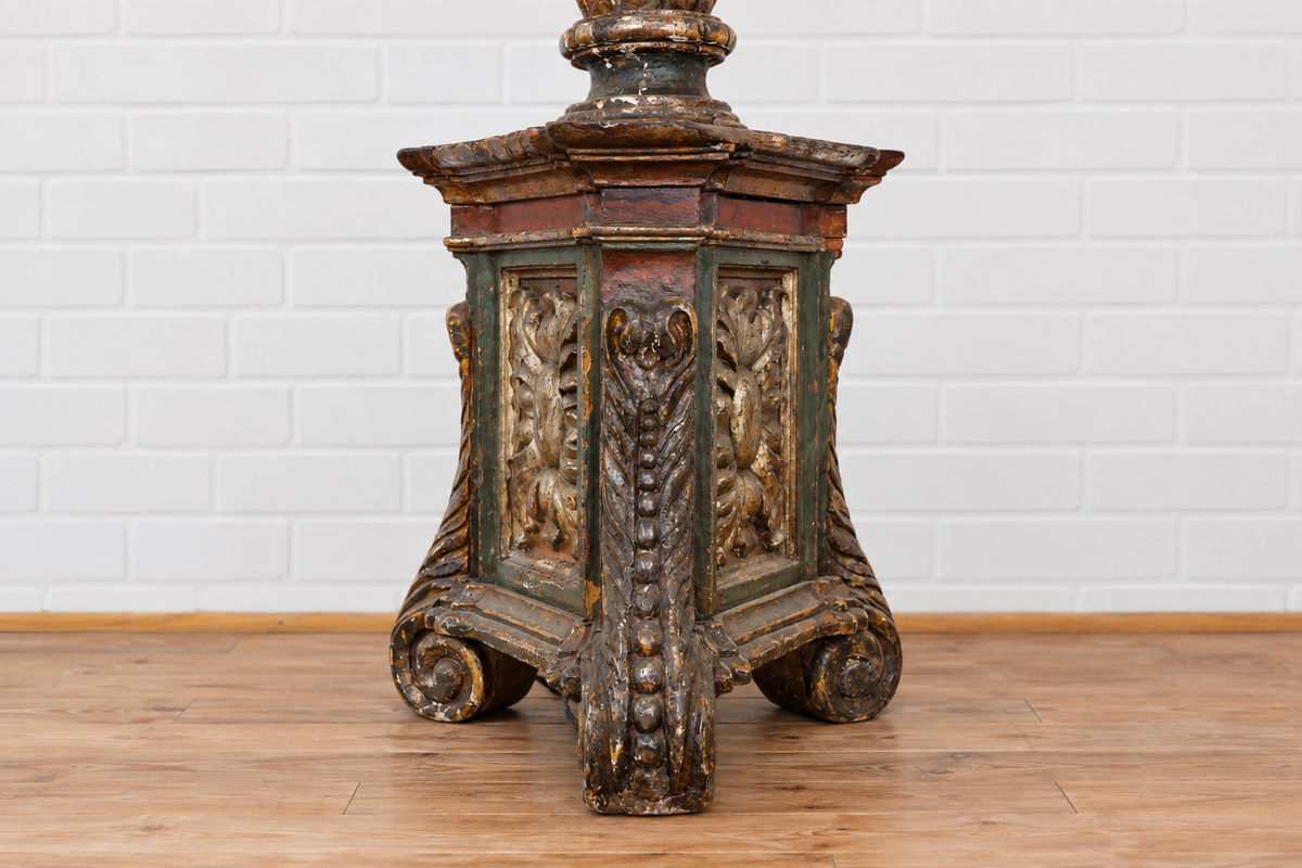 18th cent. Italian Carved and Painted Torchier