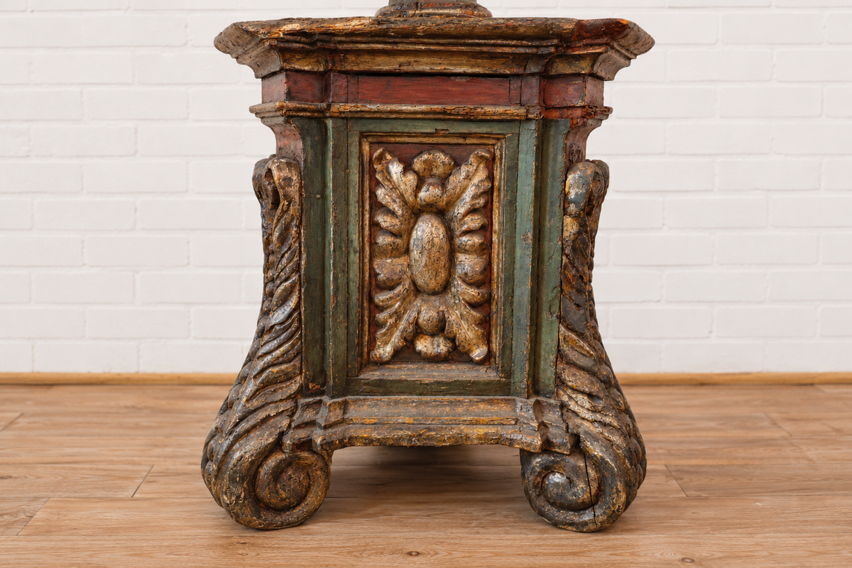 18th cent. Italian Carved and Painted Torchier