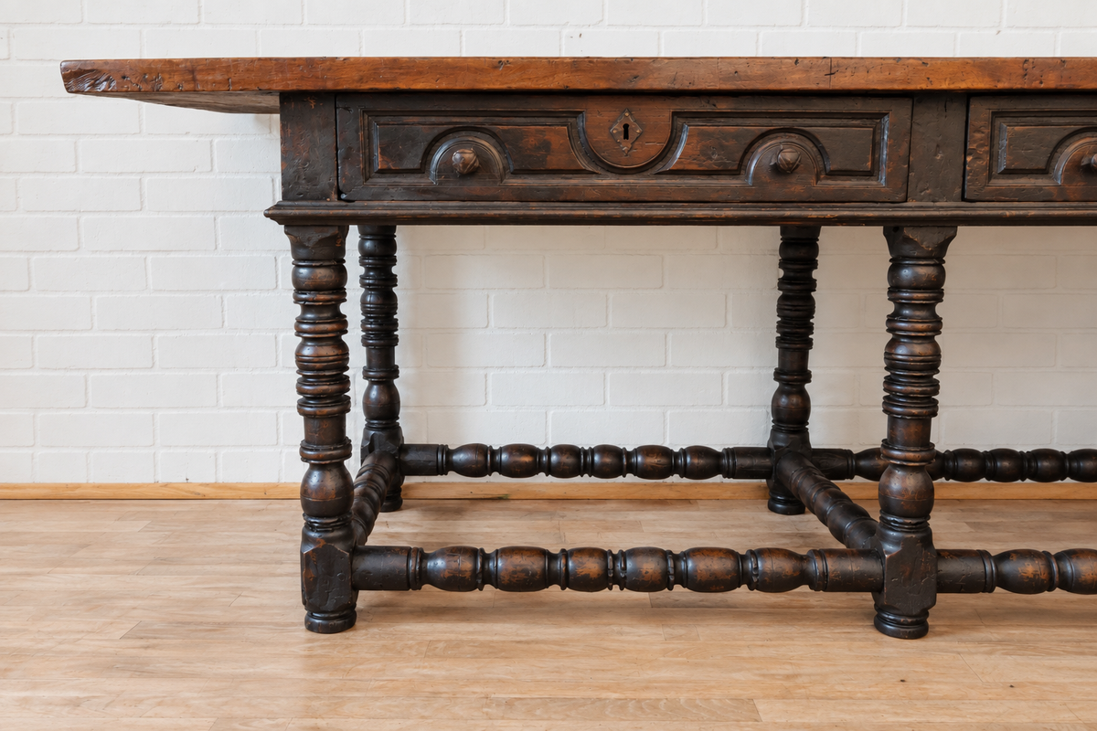18th cent. Italian Walnut Table with Drawers