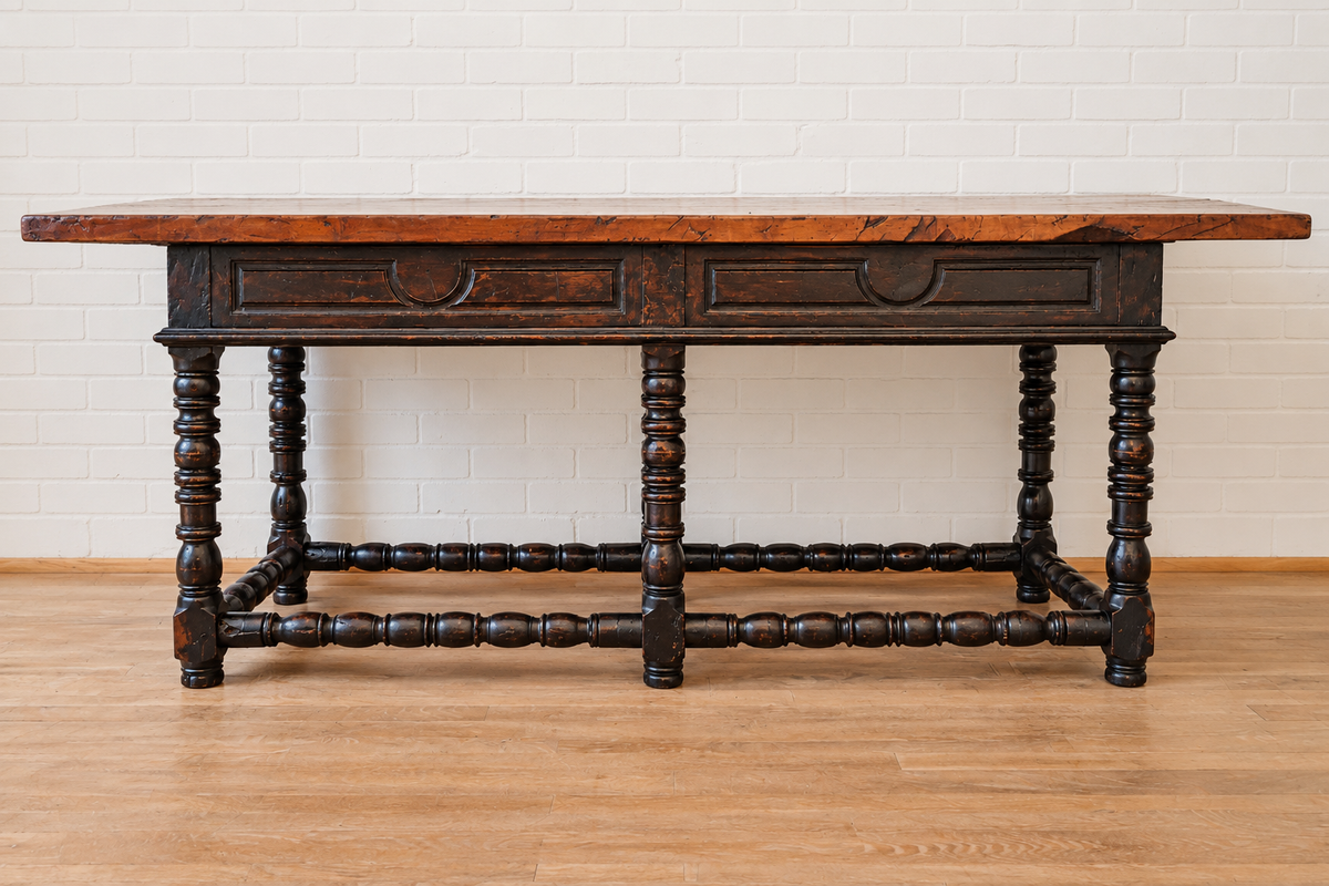 18th cent. Italian Walnut Table with Drawers