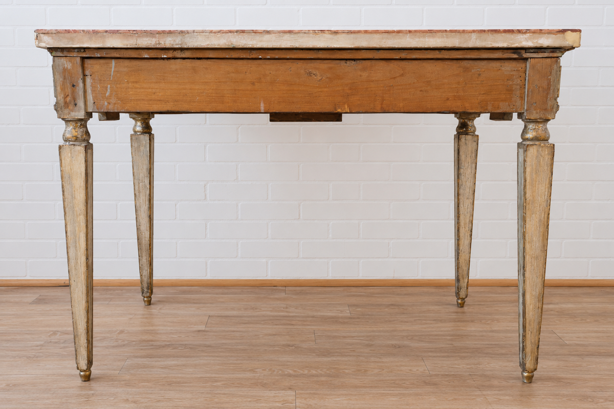 18h cent. Italian Gilt & Painted Marble Top Console