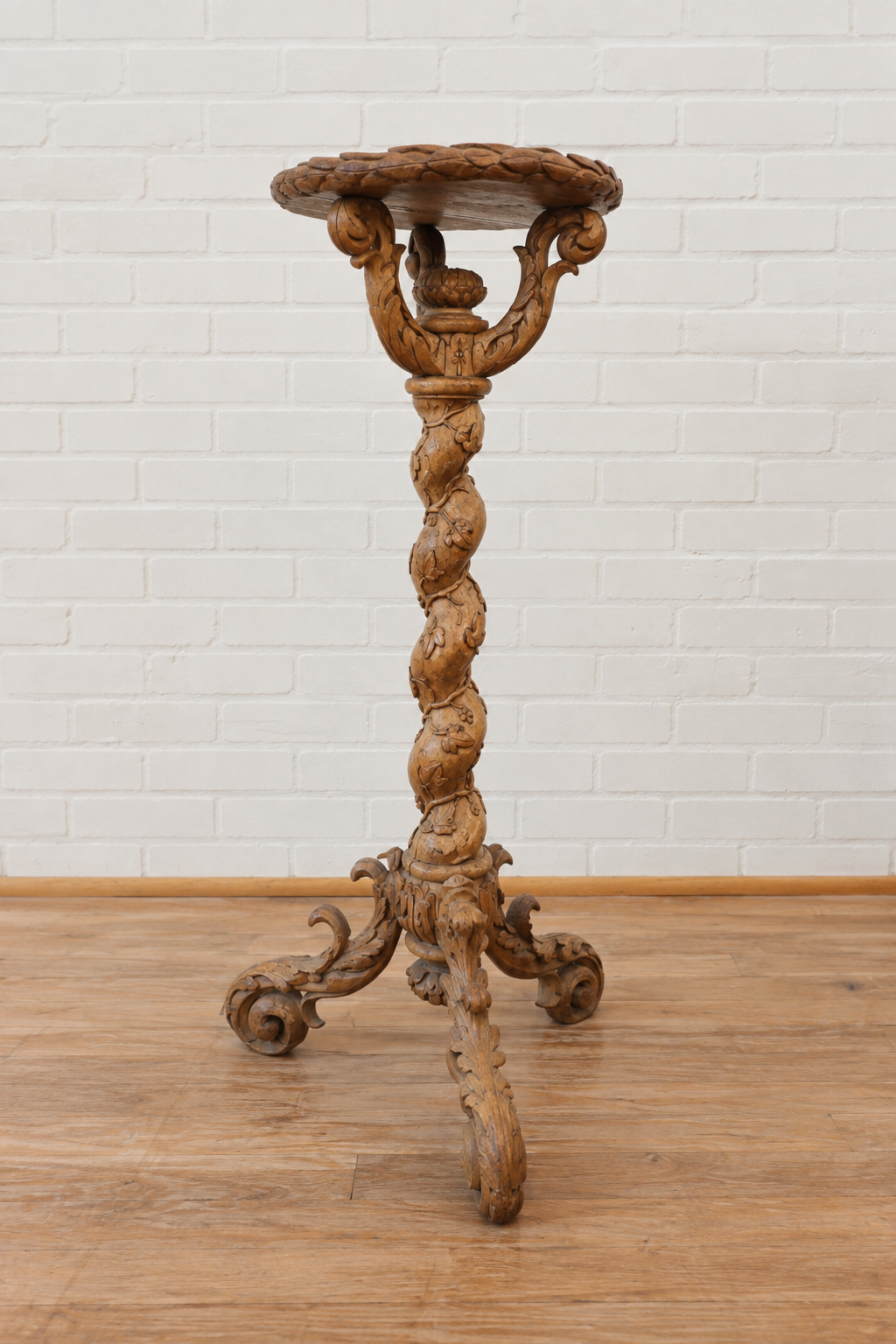 English Carved Candle Stand