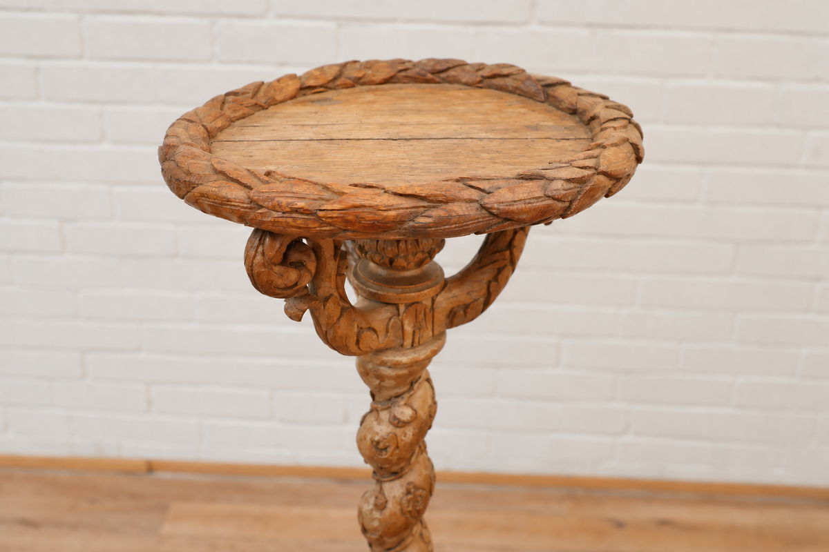 English Carved Candle Stand