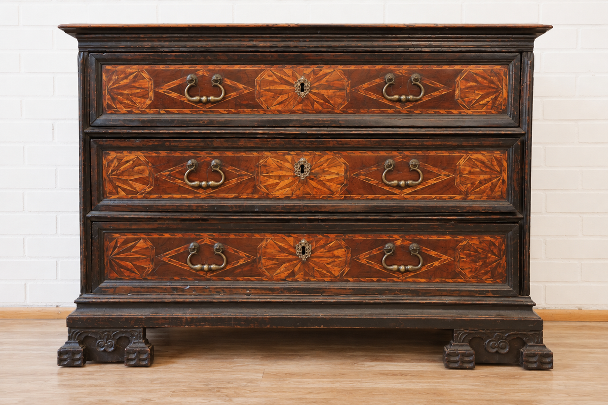 18th cent. Italian Walnut Marquetry Commode