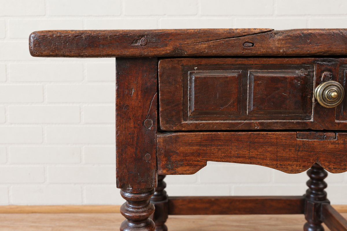 18th cent. Italian Walnut Table with Drawer