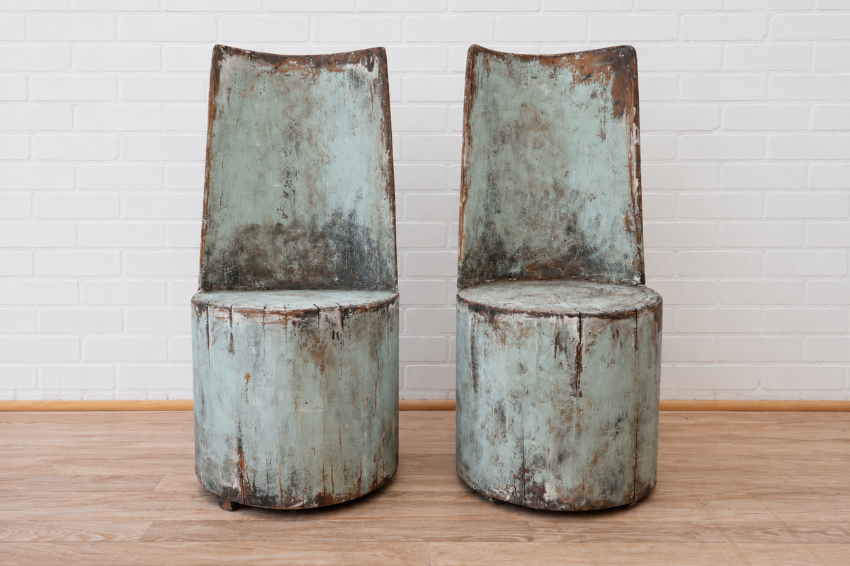 Pair of Swedish Kubbestols Chairs