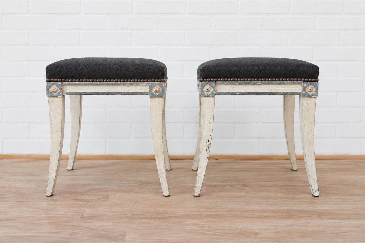 Pair of French Painted Directoire Stools