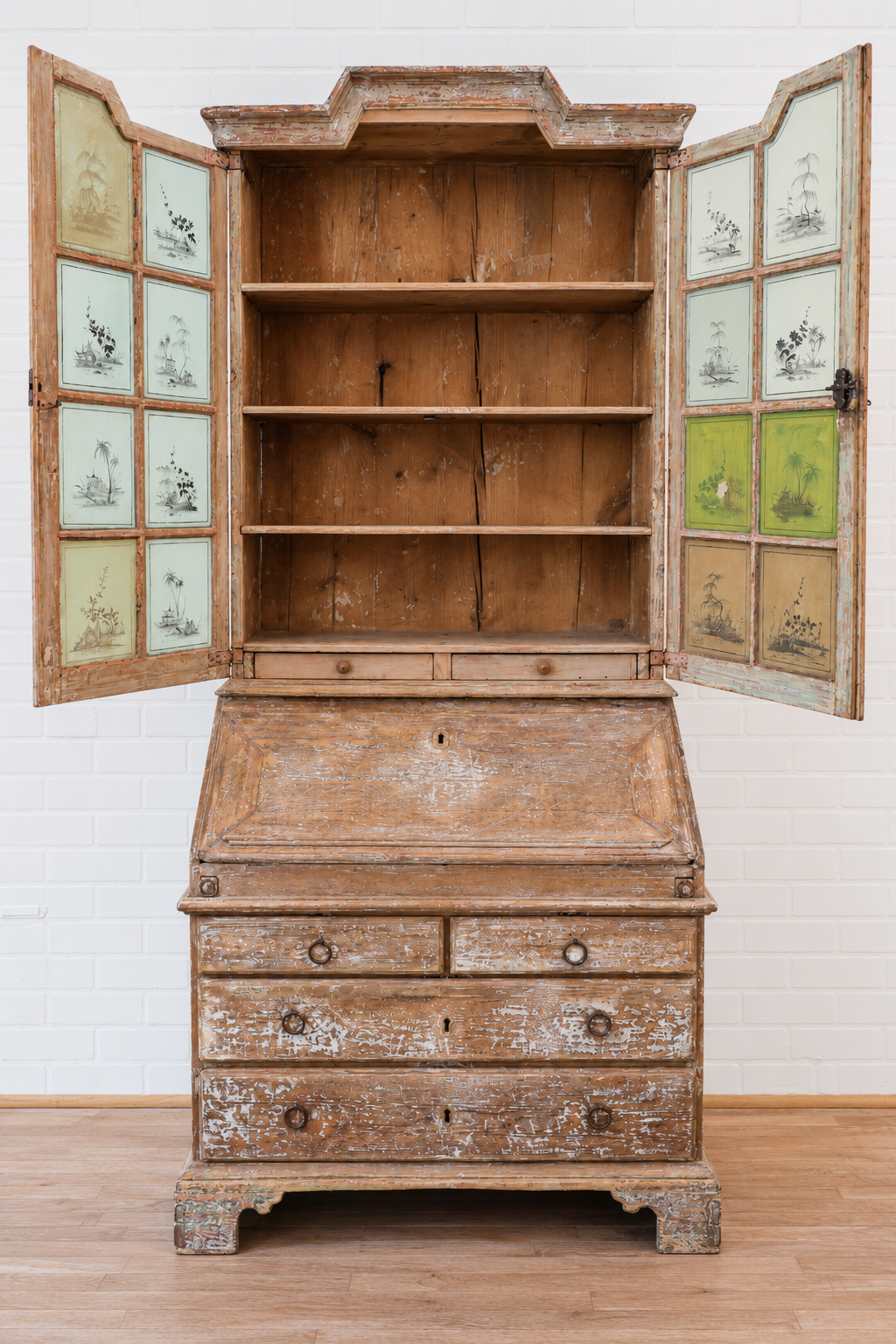 Swedish Rococo Secretary with Chinoiserie Eglomise