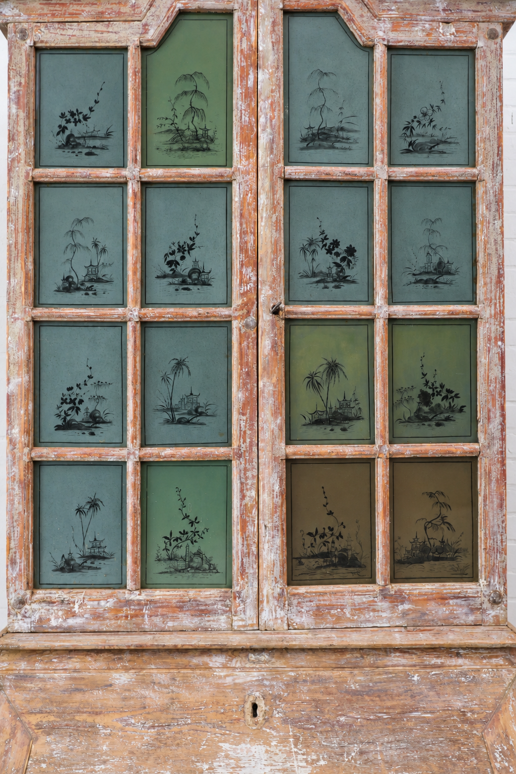Swedish Rococo Secretary with Chinoiserie Eglomise