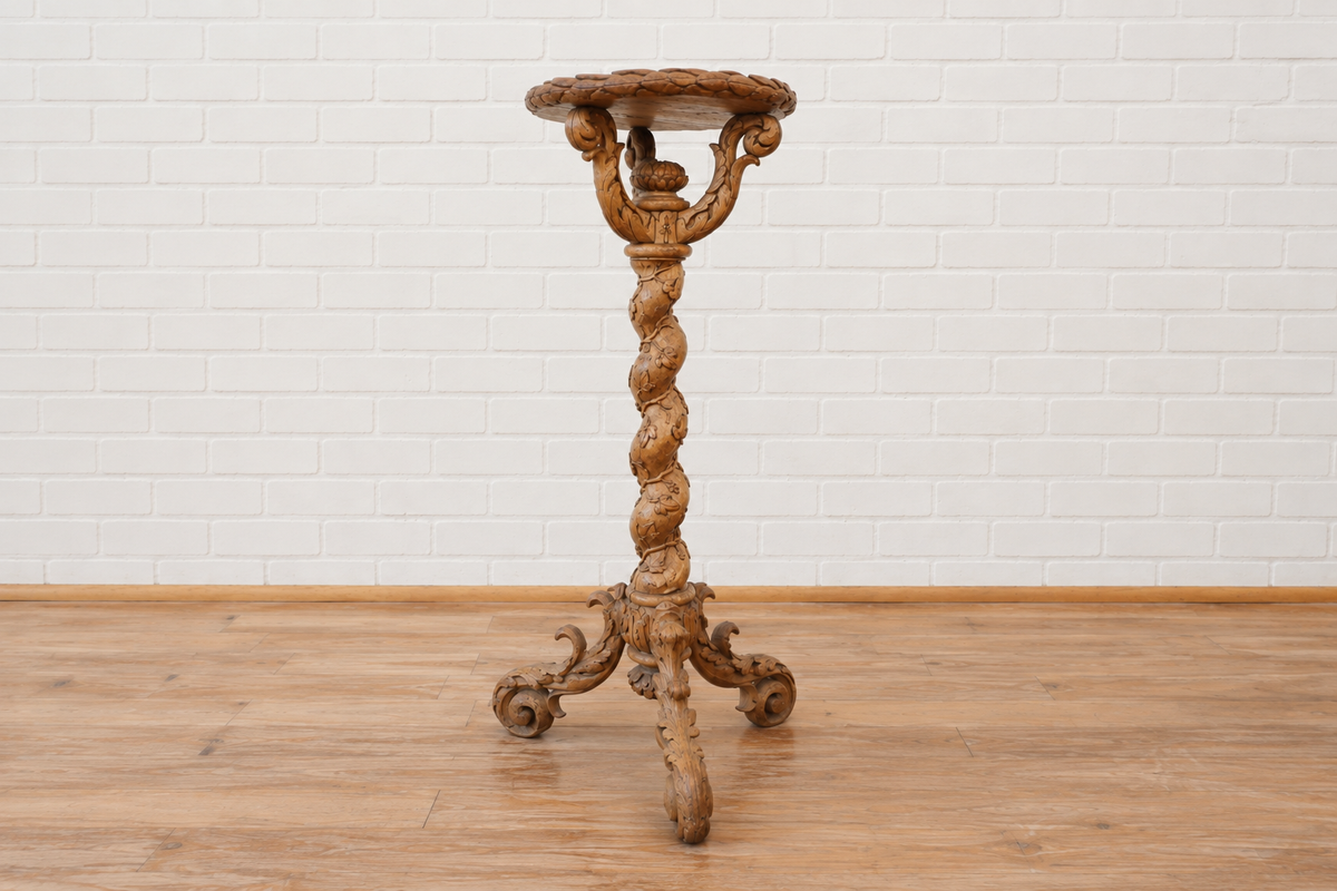 English Carved Candle Stand