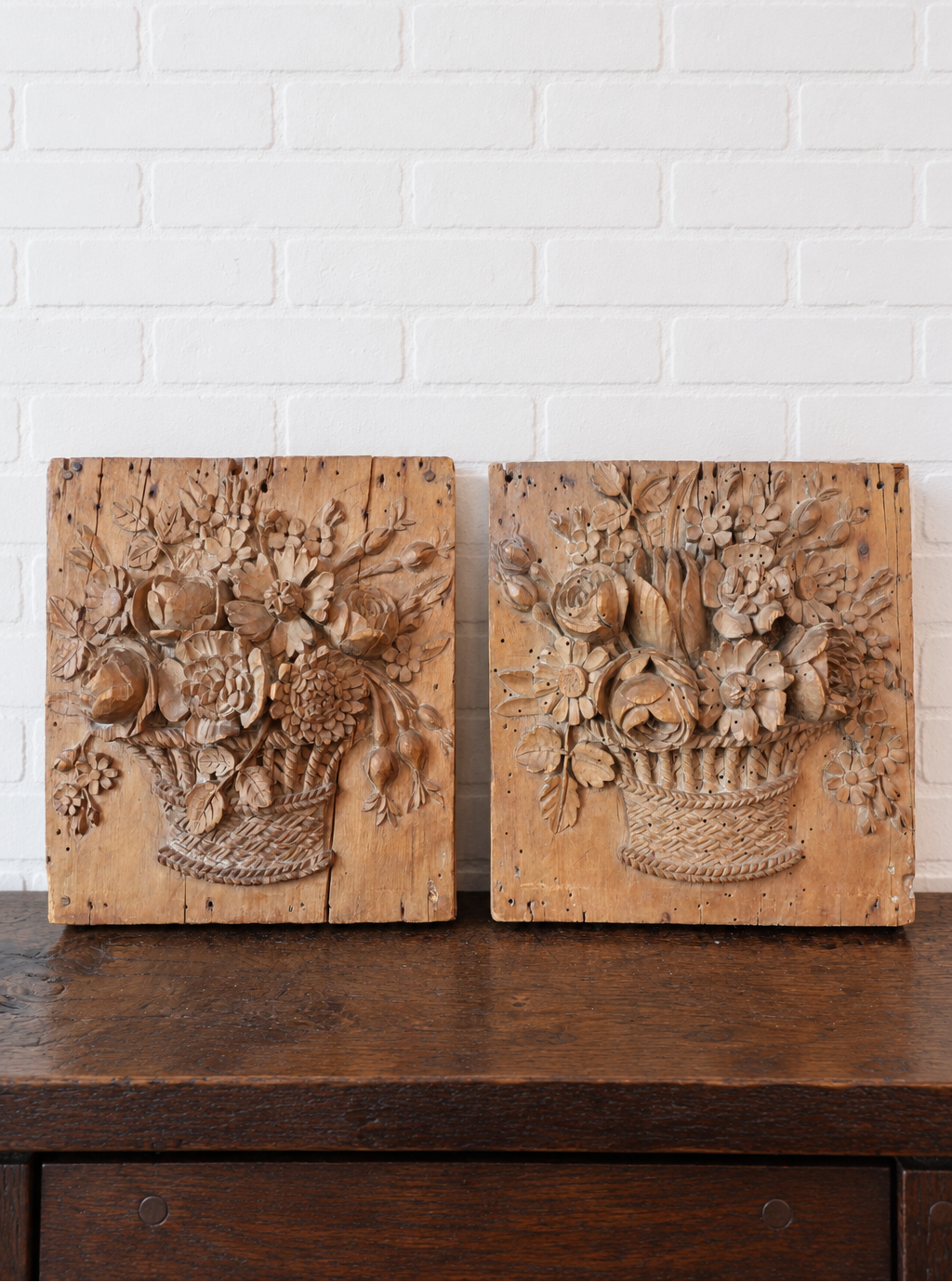 Pair of English Lime Wood Carvings